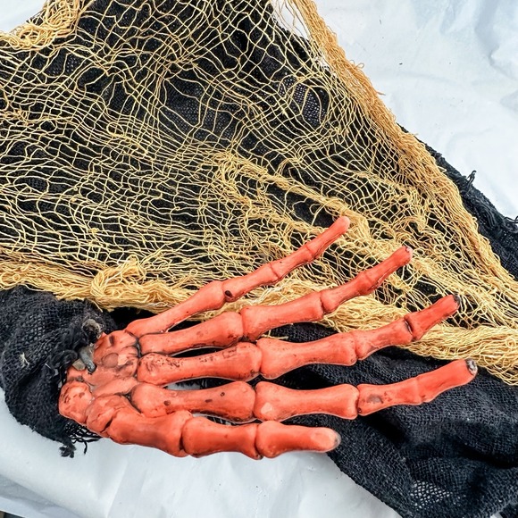 VTG Pumpkin Halloween‎ Pumpkin Ghost decor plastic 90's Spooky Skeleton - Picture 8 of 9